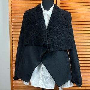 Ralph Lauren Black Faux Suede Open Close  Jacket